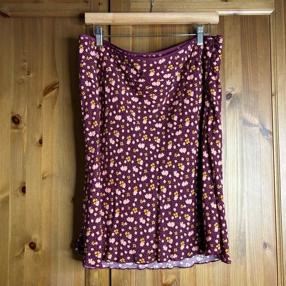 Free People In Real Life Midi Skirt Plum Size 12 Bohemian Hippie Vamp Whimsigoth - Picture 8 of 11